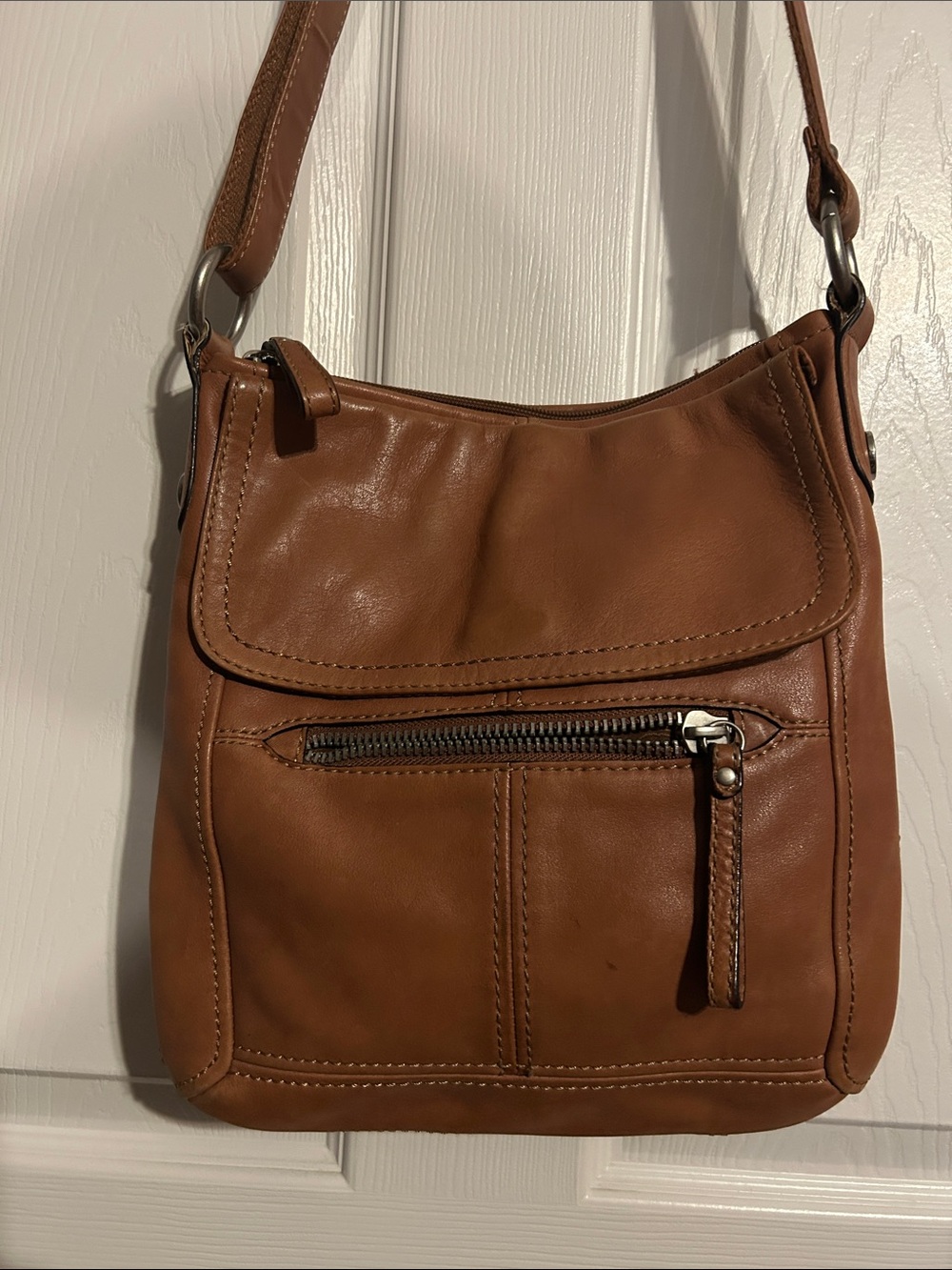 Fossil Tan Leather Crossbody Bag